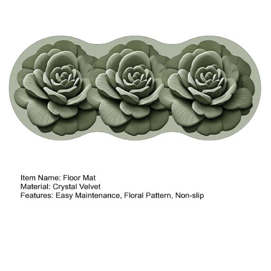 Bedside Floral Rug Absorbent Floor Mat Side Table Rug with Non-slip Backing Decorative Flower Carpet for Living Room Bathroom Kitchen