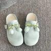 Fashion Women's Summer New Round Toe Deep Mouth Bow Flower Non-slip Wear-resistant Flats Platform Baotou Half Slippers
