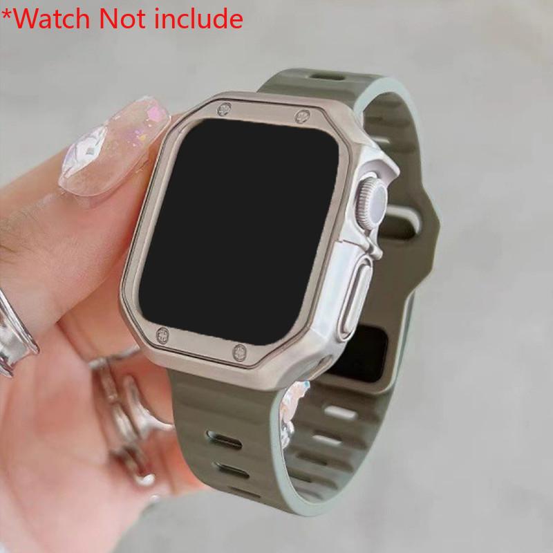 TPU Plating Case+Silicone Strap For Apple Watch Ultra 2 1 49mm Series 10 46 42mm 9 8 7 6 5 4 3 2 1 Hollow Out Protective Accesso