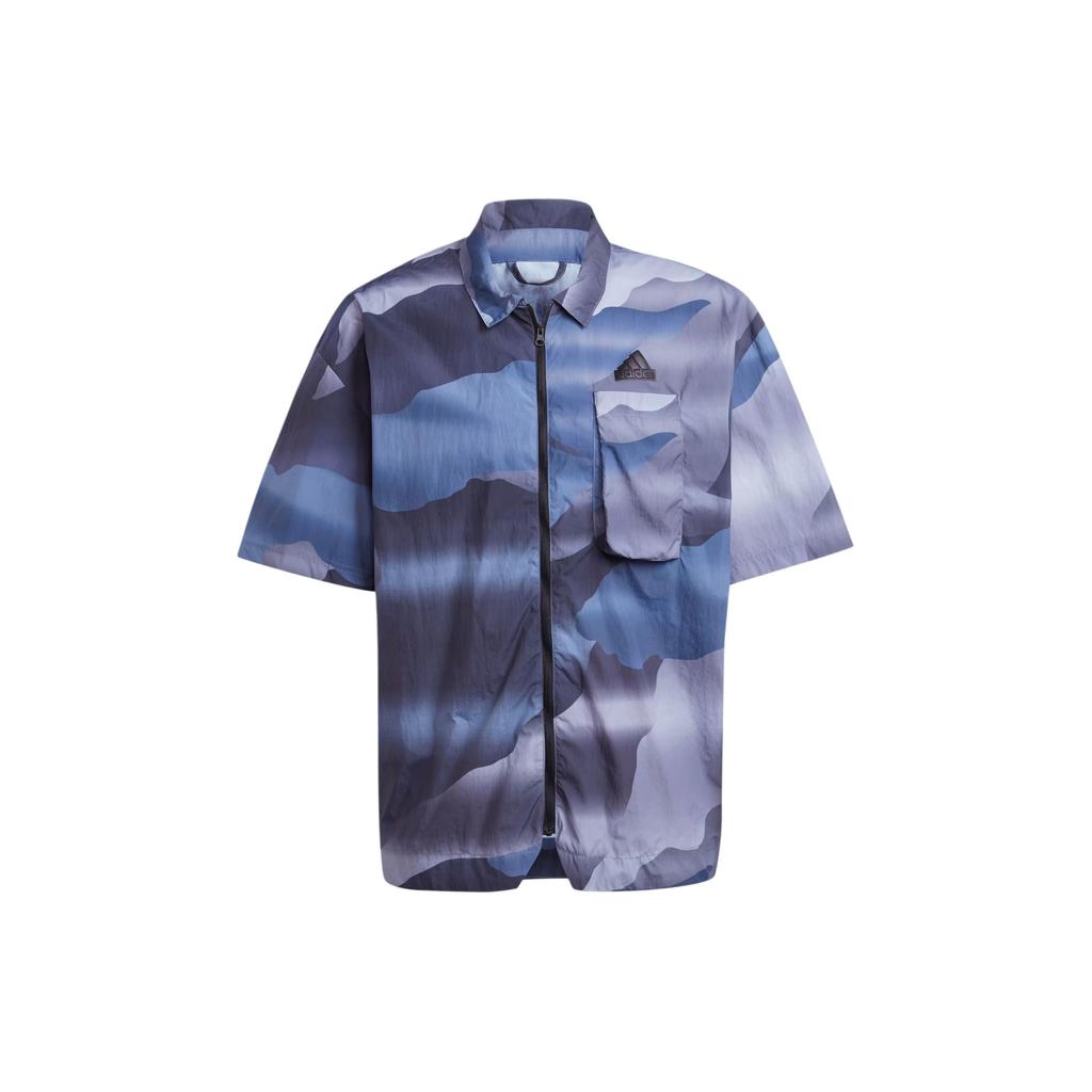 Adidas City Escape Zip Shirt With Gradient Pattern And Color Block Men Tops Ink-Blue IR5184