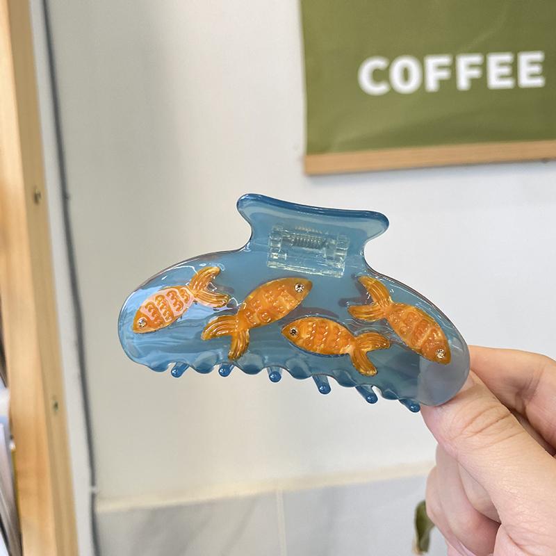 1Pcs Cute Transparent Goldfish Hair Clips Cartoon Acetate Claw Clip Shark Crab Hair Clip Hair Accessories For Women Girls