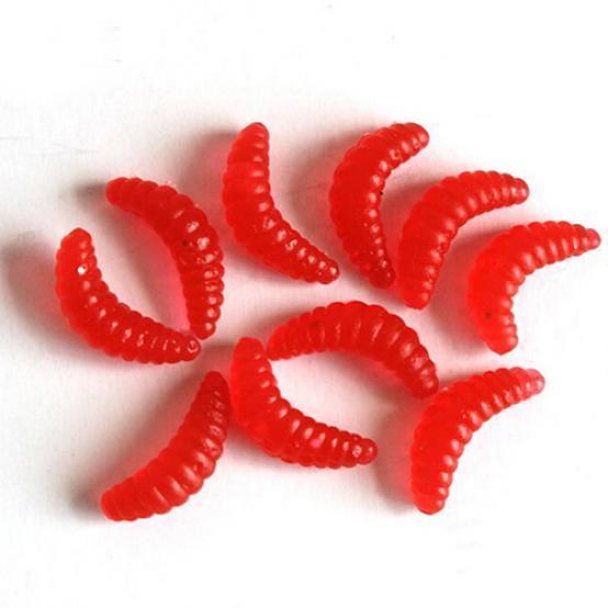 Confezione da 50 Amo da Pesca Morbido, Verme Odoroso da 2 cm Gamberetti Fluorescenti, Esca Sospendente per Pesci Esca Jigging