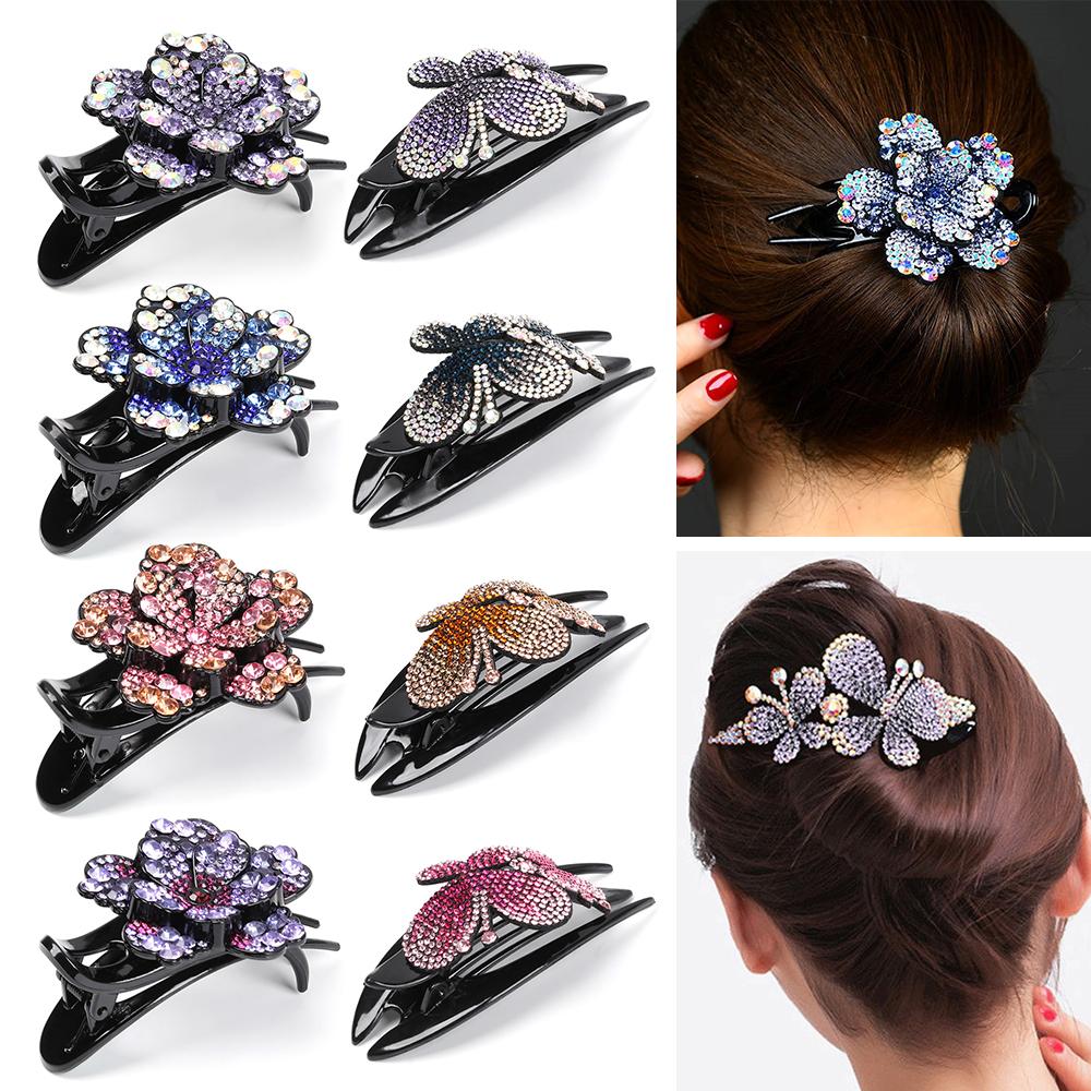 Durable Dovetail Crystal Hair Clips Rhinestone Hairpin Styling Tools Barrette