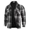 Mens Flannel Shirts Long Sleeve Quilted Lined Jackets Comfortable Button Down Plaid Flannel Jacket Heavyweight Warm Winter Outdoor Casual Coat for Men