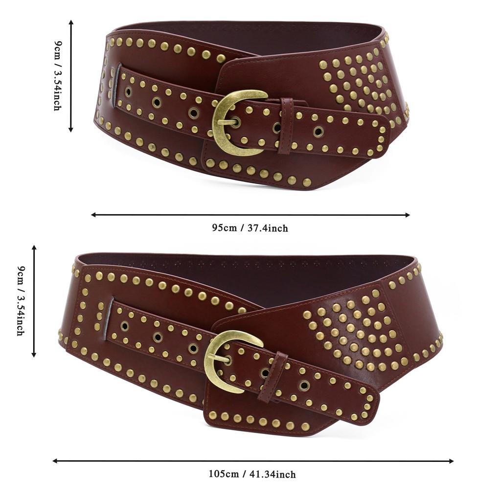 Rivet Vintage Belt Vintage Wide Belt Waist Seal Outside Spice Girl Wear Ladies Waist Seal