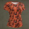 Damen Halloween Print Kurzarm Hals Locker Sitzendes T-Shirt für Party Freizeitkleidung