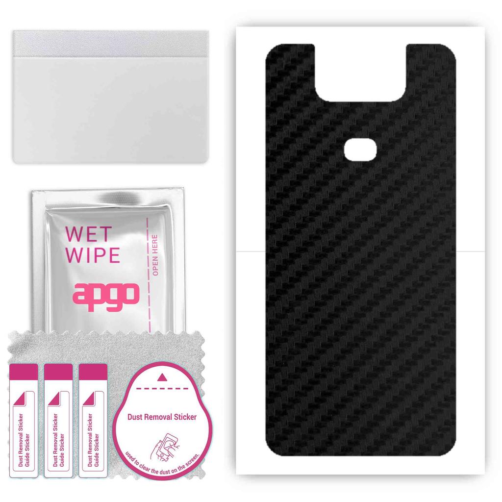 apgo Protective Skin Sticker for the Back Compatible with Asus Zenfone 6 ZS630KL 6Z, Wrap Film, Foil, Vinyl - Pattern Carbon Black