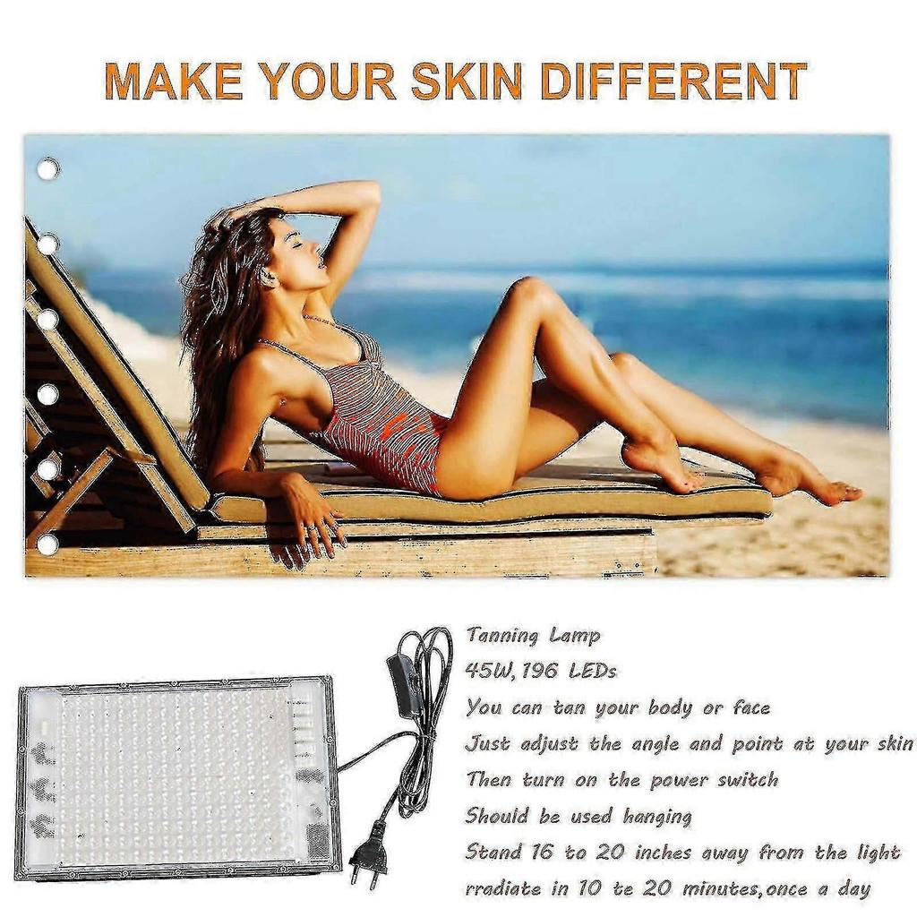 Sun Indoor Tanning Lamp, Tanning Light, Portable Tanning Light, 45w,196leds, Complete Blue Tanning Lamps For Face And Body, Body And Face Tanning