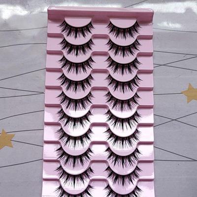 Xiaohongshu Little Devil Cartoon Falsche Wimpern - 10 Paar geschwungene, dichte Wimpern im europäischen und amerikanischen Stil, inspiriert vom Thai-Make-up