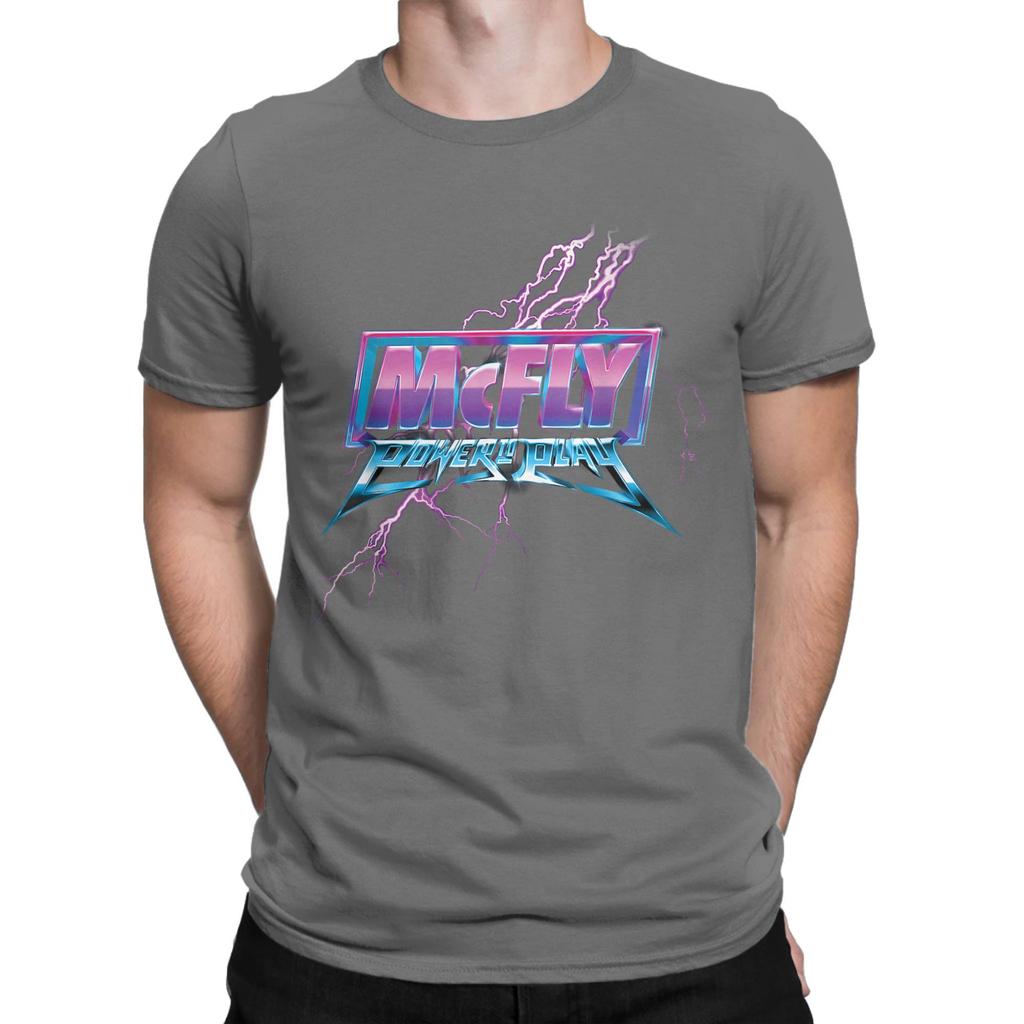 Men's T-Shirt McFly Power To Play Logo Awesome 100% Cotton Tee Shirt Short Sleeve Pop Rock T Shirt O Neck Clothing Plus Size