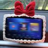 Universal Retro Bow Car Screen Protector Cover Stretch Soft Plush Dashboard Border Touchscreen Protection Set Interior Decor