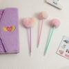 Heart Shape Pom Pom Ballpoint Pen Cute Cartoon Gel Pen for Journal Fluffy Soft Top Student Writing Gift Kawaii School Supplies
