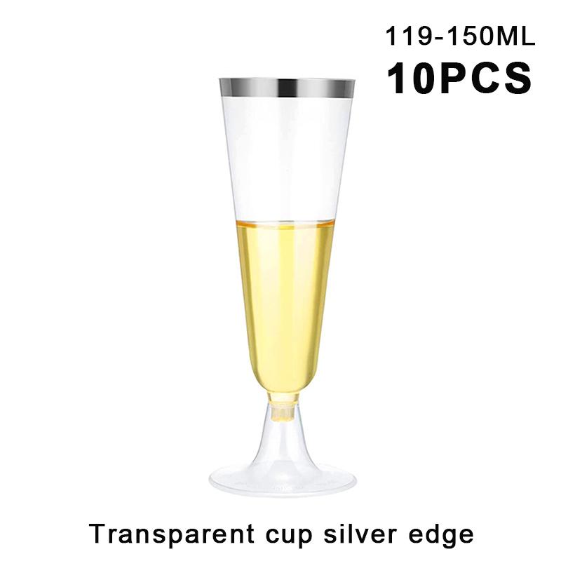 10Pcs Disposable Plastic Cocktail Cups,Party Champagne Glasses, Red Wine Glasses,Dessert Table Goblets,Pudding Cups