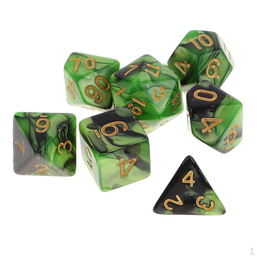 7 Pieces Role Playing Games D8 D10 D12 D20 Polyhedral - Double Colors