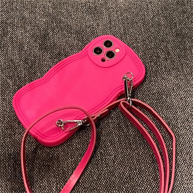 Stilvolle Wave Eage Leder Crossbody Lanyard Strap Handyhülle für iPhone 14 13 12 11 Pro Xs Max X Xr stoßfeste Soft Cover Funda