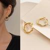 2024 Trendy Metal Geometric Twist Hoop Earrings: European and American Niche Design for Women