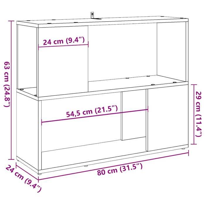 VidaXL Bookcase/Room Divider Old Wood 80x24x63 Cm, Room Divider, Partition Wall, Shelf At 856734
