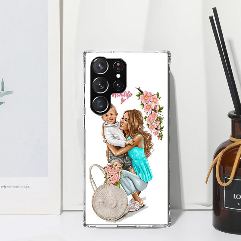Mom Baby Girls Phone Case For Samsung Galaxy S26 S25 Edge S24 FE S23 S22 Ultra S21 Plus S20 + Art Fundas Back Cover Galaxy S24 S