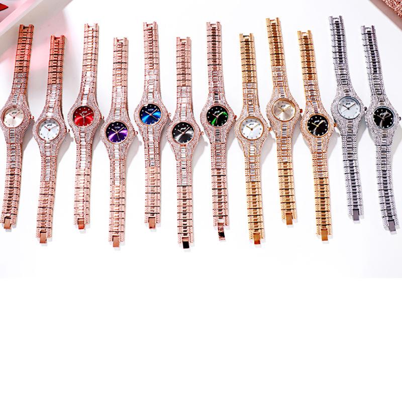Orologio da Donna Acciaio Cinturino Incrostato di Diamanti Lusso Leggero Lega di Alta Gamma Orologio Impermeabile Quarzo Orologio da Donna