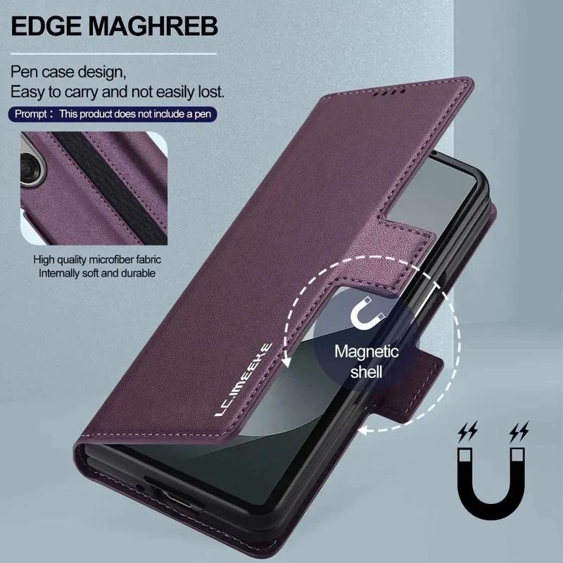 Business Leder Handyhülle für Samsung Z Fold 7 6 5 4 3 fold6 fold5 fold4 Fold3 5G mit Stifthalter Geldbörse Kartenfach Klapphülle