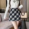 Women's Red Plaid Wool Midi Skirt: Spring Autumn Winter 2024, Slimming High Waist, A-line Bodycon Mini
