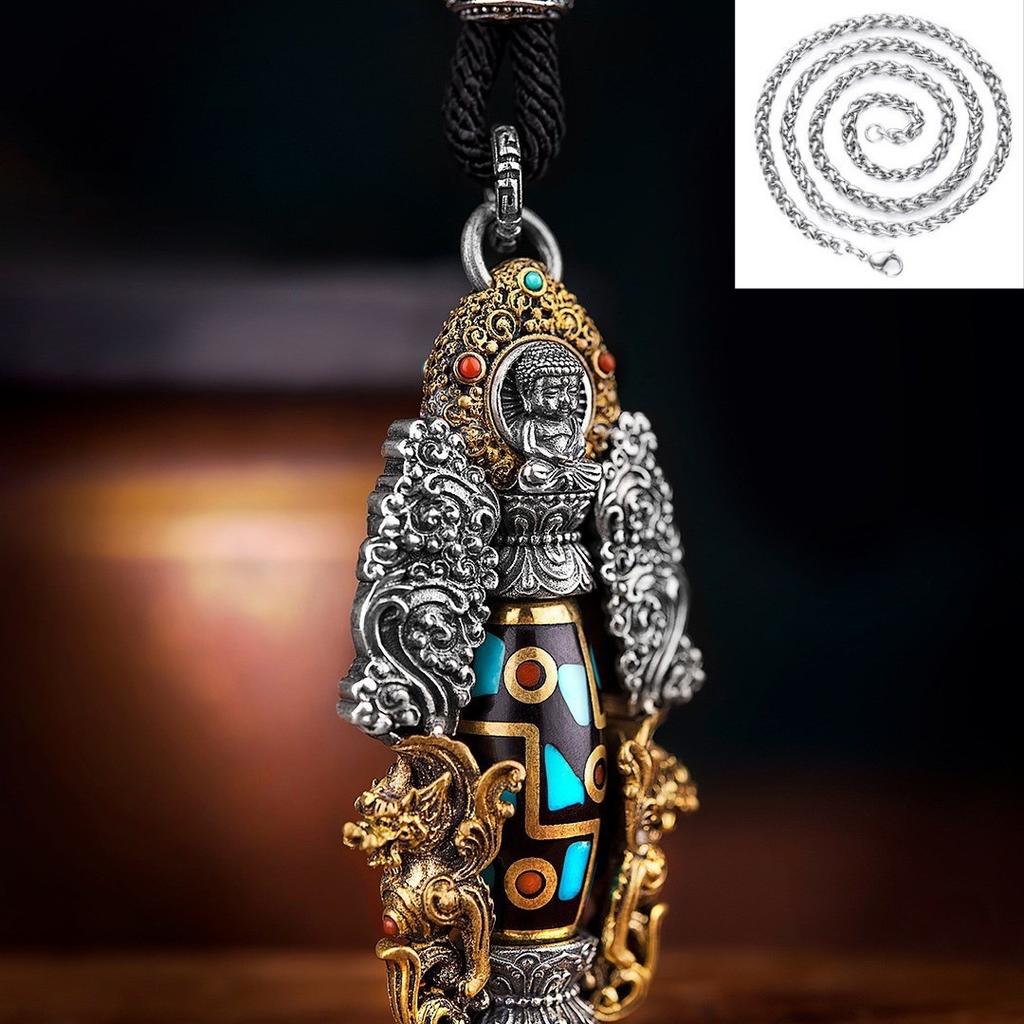 Collana da uomo con ciondolo perla dzi a nove occhi gioielli retrò Guochao protezione del corpo vendita diretta dalla fabbrica