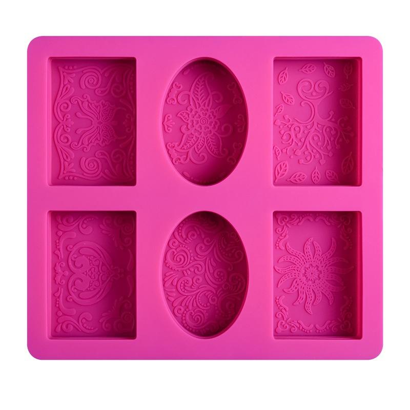 6 Cavity Rectangle Oval Silicone Soap Mold Handmade Soap Making Craft for Home Bathroom Soap Forms