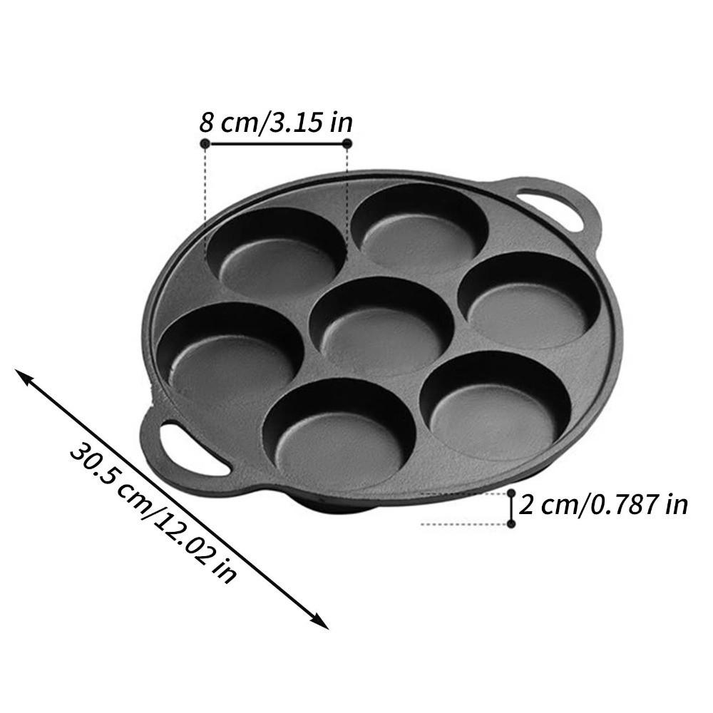 Cast Iron Cast Iron Pancake Pan 7-Hole Grilling Frying  for Breakfast Crepe Steak Pizza Baking