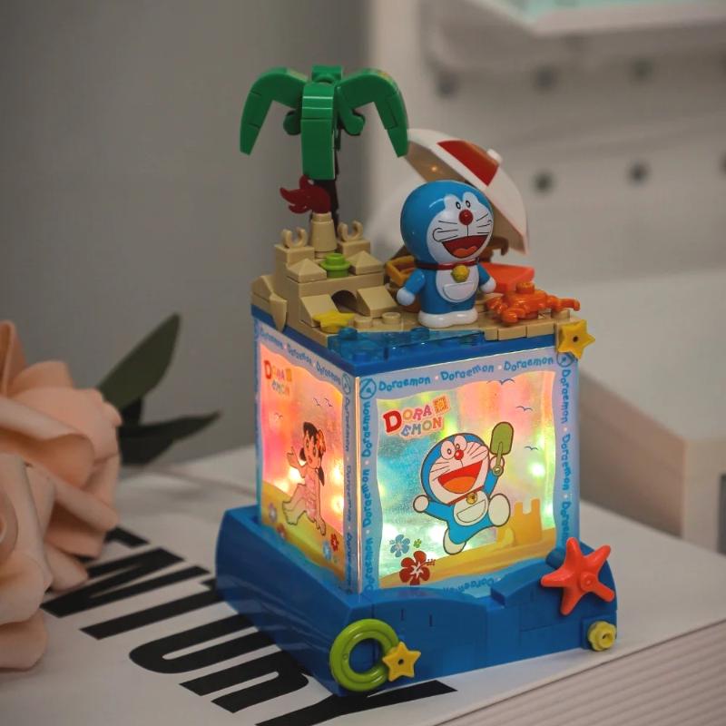 New Doraemon Building Blocks Cartoon Assembly Handmade Diy Night Light Decoration Room Decoration Children Birthday Gift