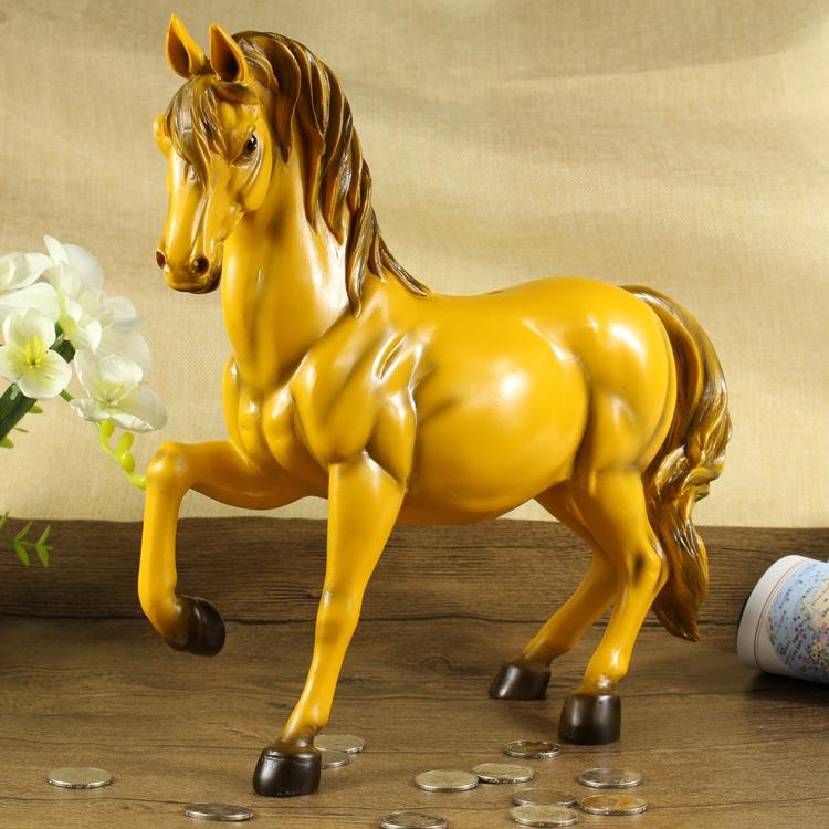 Creative home office business gift horse to success save money piggy bank resin crafts home decoration