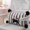 Cartoon Cat Plush Pillow With Pink Dutch Velvet Cover For Home Office Comfort