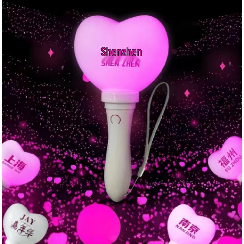 Love Heart Glow Stick: Star & Peach Light-Up Cheer Stick with Custom Logo.