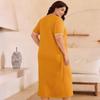Plus Size Milk Silk Short Sleeve Long Nightgown Dress