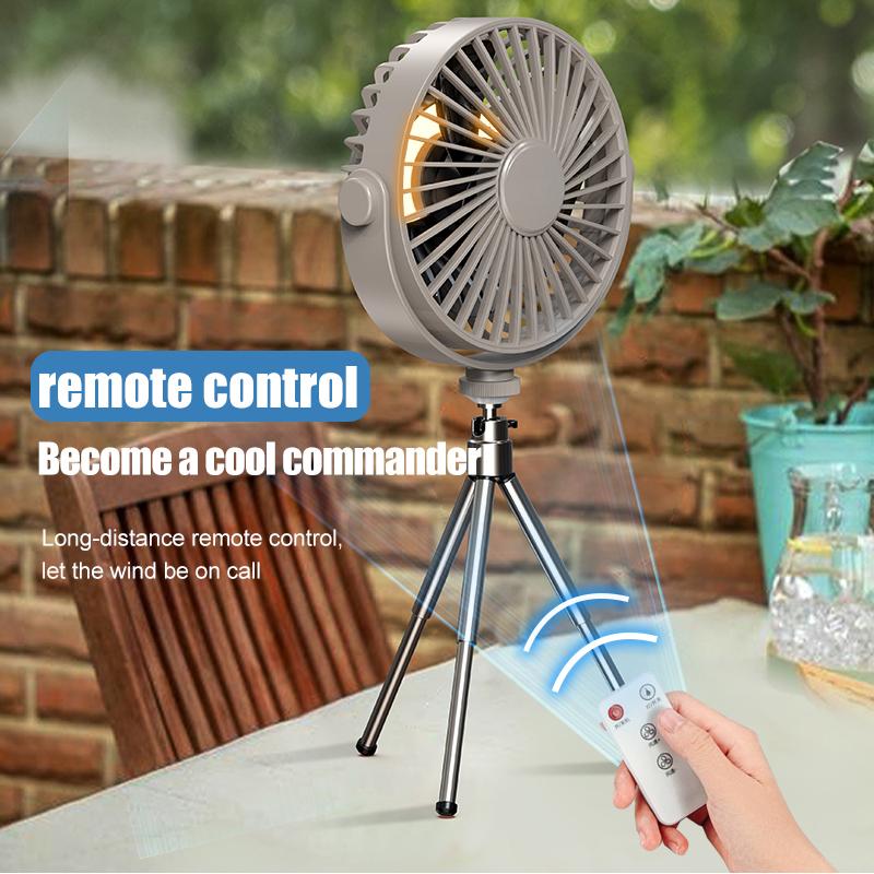 

Tripod Stand Desk Air Cooling Blower Rotation Camping Ceiling Fan With Night Light Outdoor USB Chargeable Conditioning Cooler сірий колір