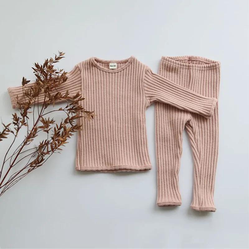 Baby Thermal Underwear Suits Long Sleeve Sweater Tops+ Leggings Kids Boy Girl Pajamas Clothes Suit
