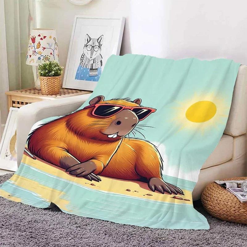 Capibara Lovely Nap Blanket Sofa Winter Warm Bed Fleece Camping Custom Fluffy Soft Blankets Microfiber Bedding King Size