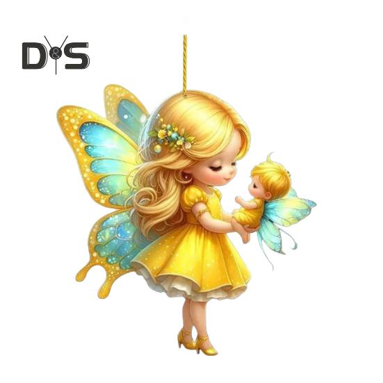 

Розовая фея автомобиль подвесной орнамент милый зеркало заднего вида 2D плоский кулон яркий декор для салона автомобиля A