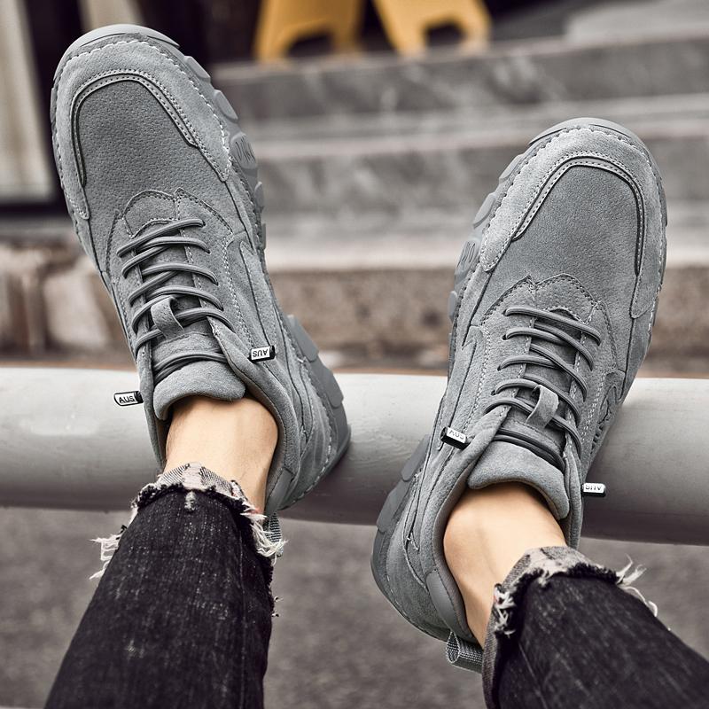 Mode Neue Herren Leder Freizeitschuhe Retro Atmungsaktive Arbeitsschuhe Rutschfest Atmungsaktiv Warm Verdicktes Plüsch Herren Schweinsleder Freizeitschuh