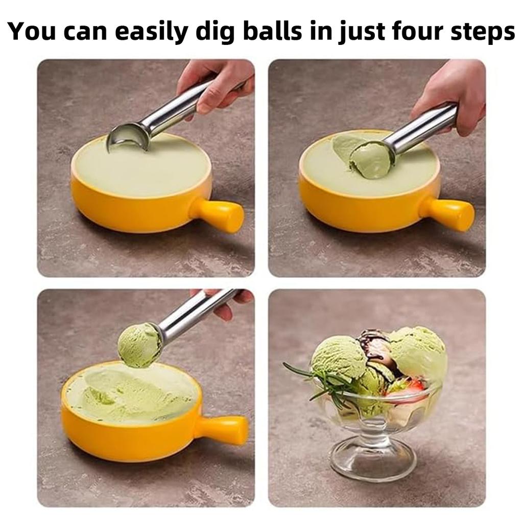 2Pack Ice Cream Scoop, Nonstick Anti-Freeze One Piece Aluminum Scooper Spoon, Heavy Duty Ice Cream Scoop with Comfortable Handle
