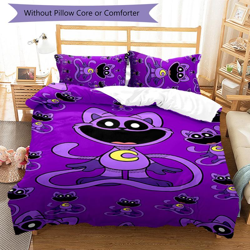 3-delige Poppy Playtime patroon beddengoedset dekbedovertrekset bevat dekbedovertrek & kussenslopen, perfecte decoratie voor de slaapkamer voor alle seizoenen & cadeau