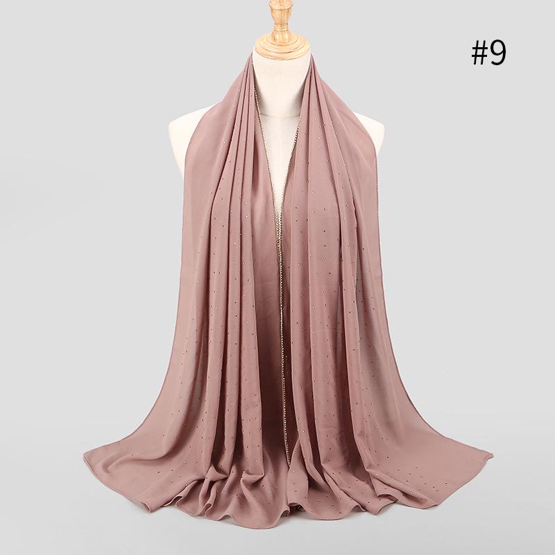 Lain Pearl Bubble Chiffon Diamond Rhinestone Shawl Scarf High Quality Shimmer Beads Headband Wrap Foulard Muslim Hijab Sjaal