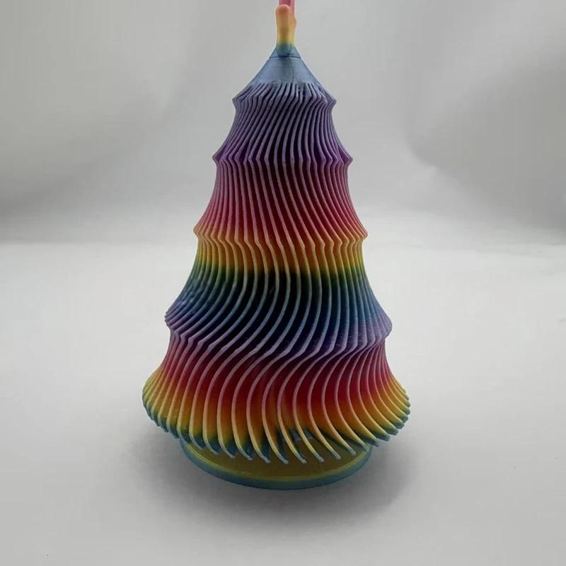Креативная 3D-печатная вращающаяся рождественская елка Украшение Цветная Снимающая стресс Рождественская елка Настольное украшение Праздничный подарок