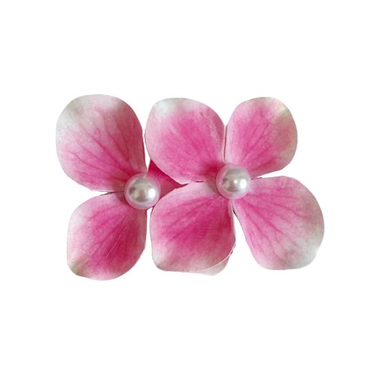 2 Stück Sommer-Haarnadel Farbverlauf Hortensie Doppelblüten-Design Imitation Perlenverzierung Haarspange Pony Seitenhaar Sommer-Haarschmuck