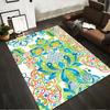 Floral Pattern Carpet with Vibrant Green Blue Red Design, Modern Style Suitable for Use As an Anti-slip for Living Room Bedroom Sofas