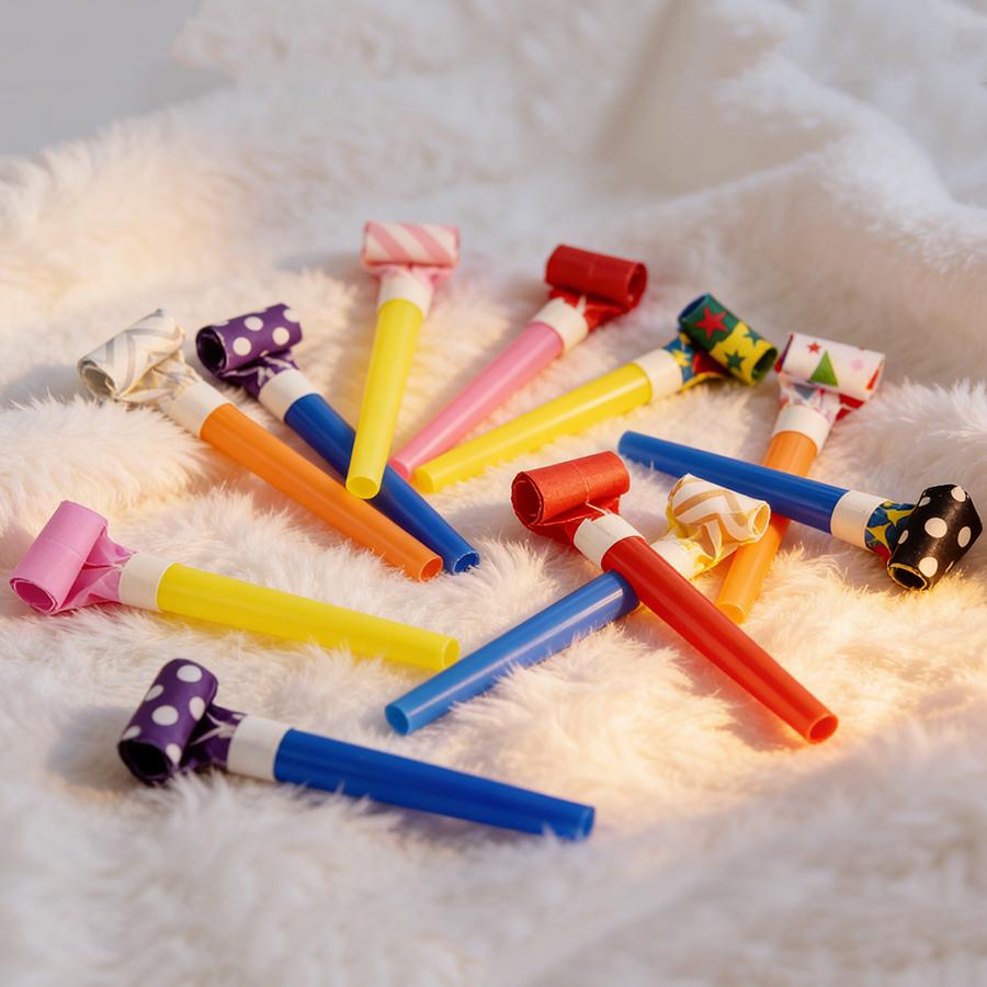 24/48pcs Party Blowers Whistles Noise Makers Blowouts with Paper Fringes, Perfect for Birthday, Wedding, Holiday Party Favors