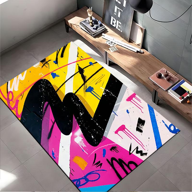 Abstract Graffiti Art Carpet suitable as a non-slip mat for the living room or bedroom sofa