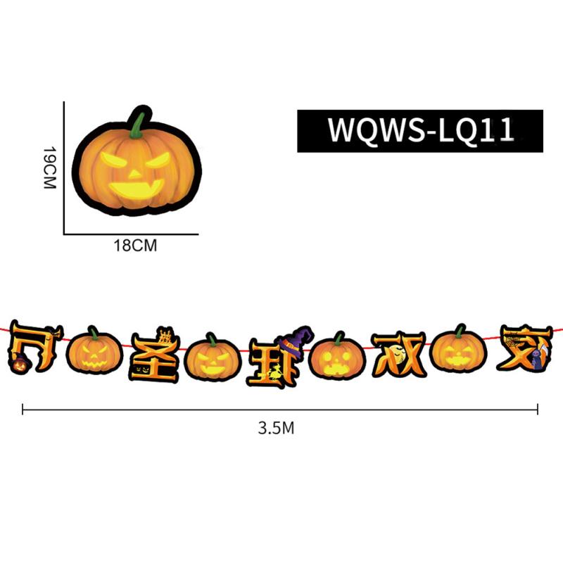 Happy Halloween Paper Banner Pumpkin Bat Witch Spider Skull Letter Hanging Decoration For Halloween