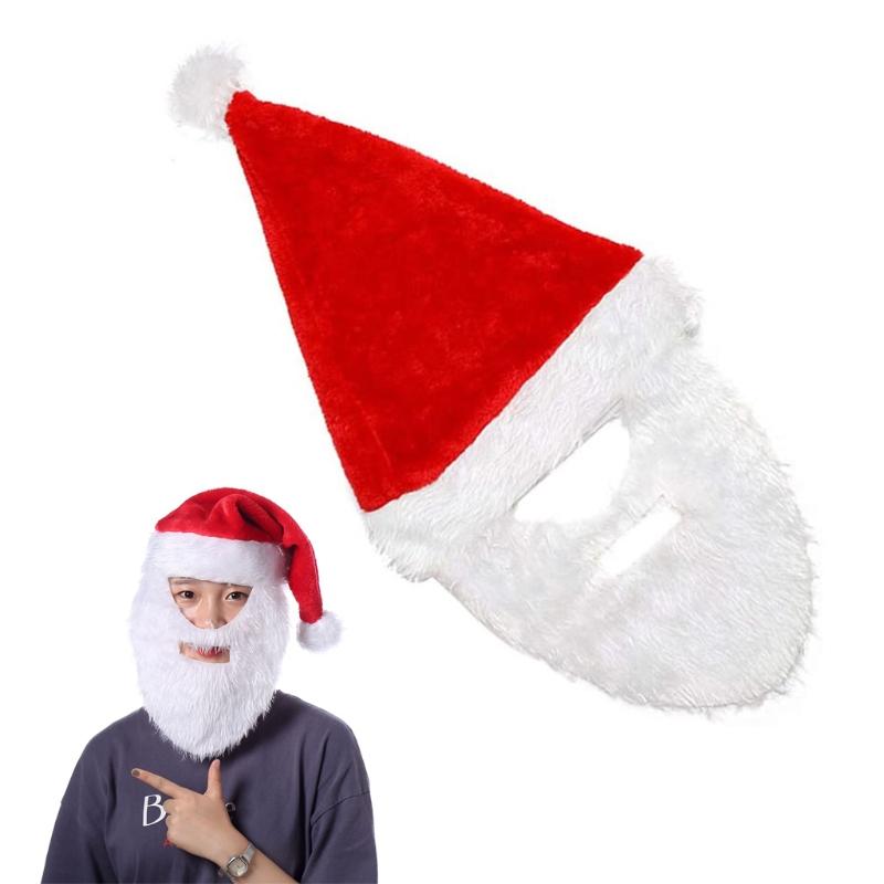 50-60cm Cute Big Beard Plush Santa Hats 