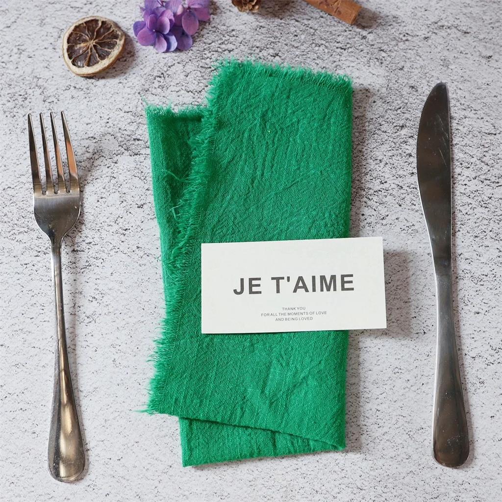 1 Stück Stoffservietten, waschbar, Tischservietten, quadratisch, rustikale Fransenservietten für Hotel, Weihnachtsessen, Tischdekoration