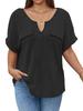 2026 Spring/Summer Plus Size Women's V-Neck Short Sleeve Solid Color Pullover T-Shirt